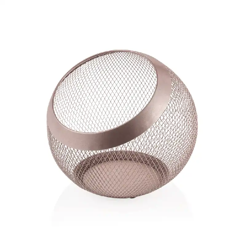 Korting Mand - Ø 24 cm - hoogte 24 cm - roségoud gepoedercoat - metaal