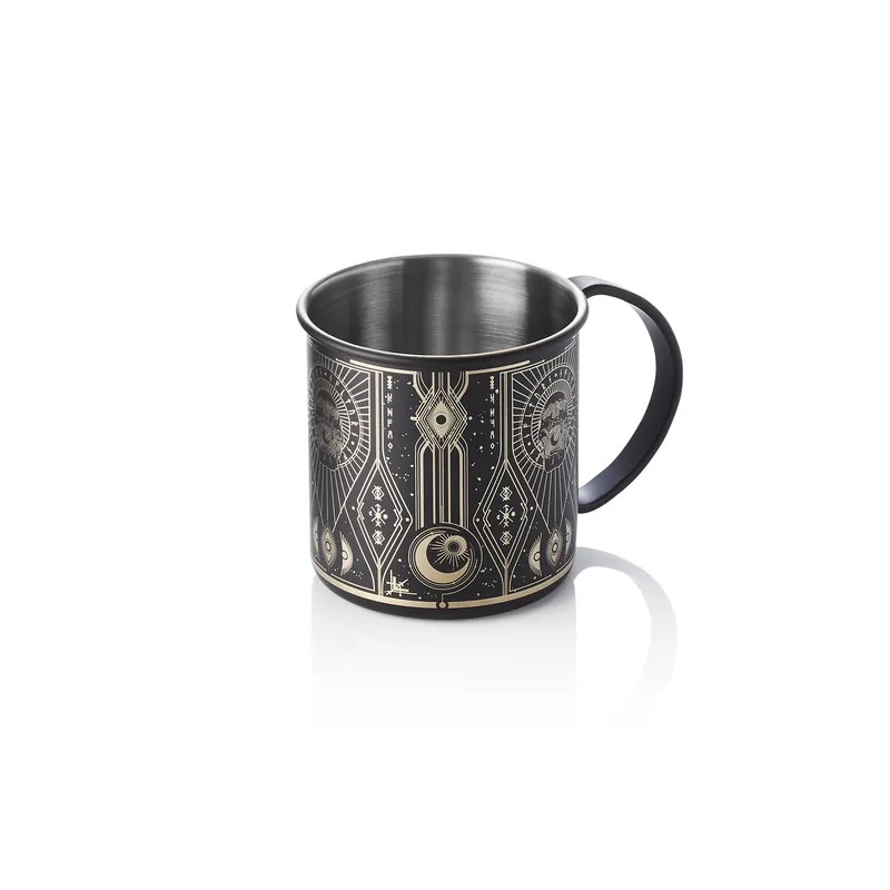 Laatste Versie Moscow mule Tattoo NOCTURN - 0,45 ltr. - Ø 9 cm - hoogte 9 cm - zwart - goud - chroomnikkelstaal 18/8