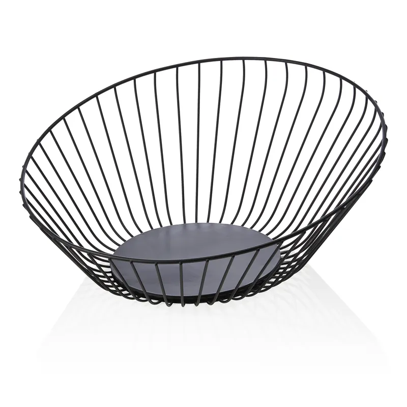 Buffetmand - Ø 33 cm - hoogte 13,5 cm - zwart - gepoedercoat - metaal Lage Kosten