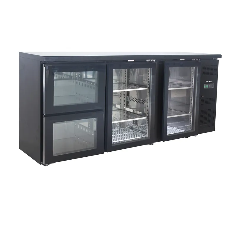 Betrouwbaar SARO barkoeler, 2 glazen deuren + 2 laden, BC 3100 G S2