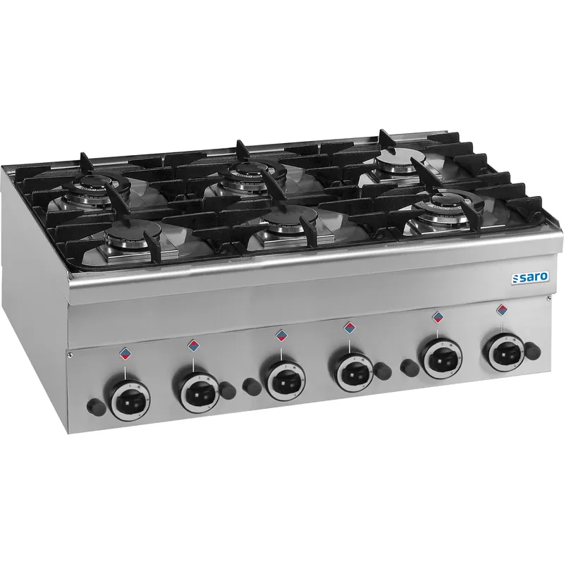 SARO Gasfornuis 6 Branders Tafel 600 Line G6S6 Beperkte Voorraad