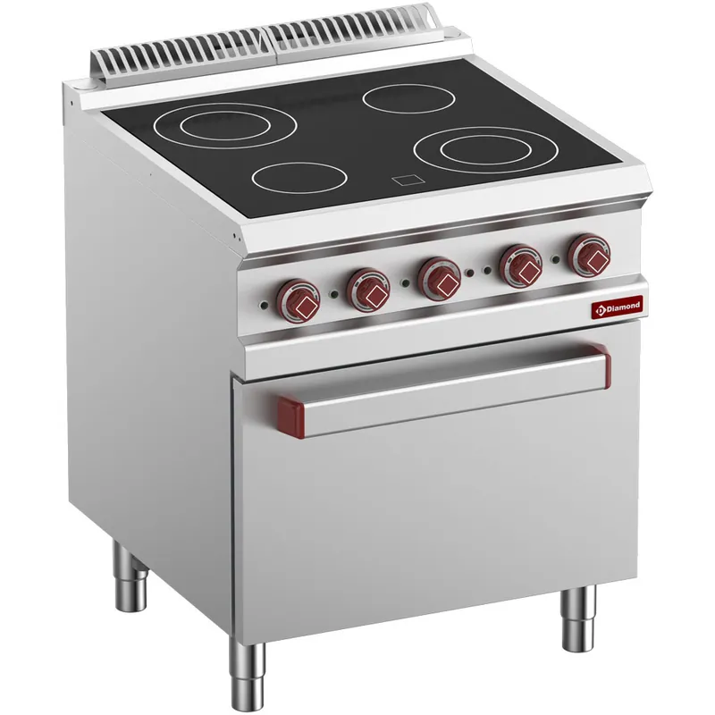 Vitrokeramisch fornuis met 4 zones, oven GN 2/1 met elektrische grill Hete Deal