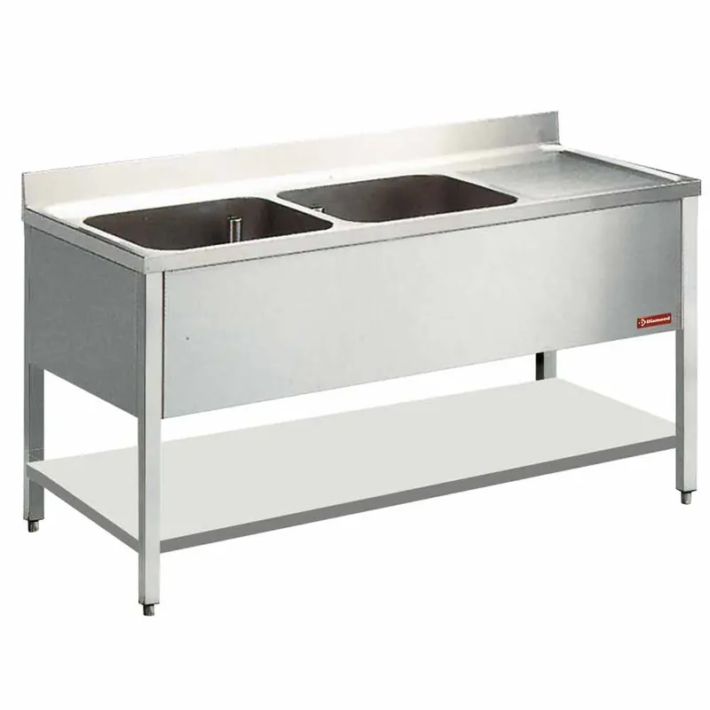 Spoeltafel met 2 kuipen en 1 druipvlak Lage Kosten