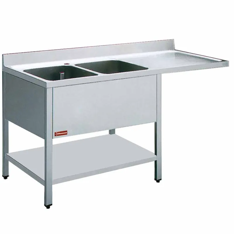 Spoeltafel met 2 kuipen en 1 druipvlak Gereduceerde Prijs