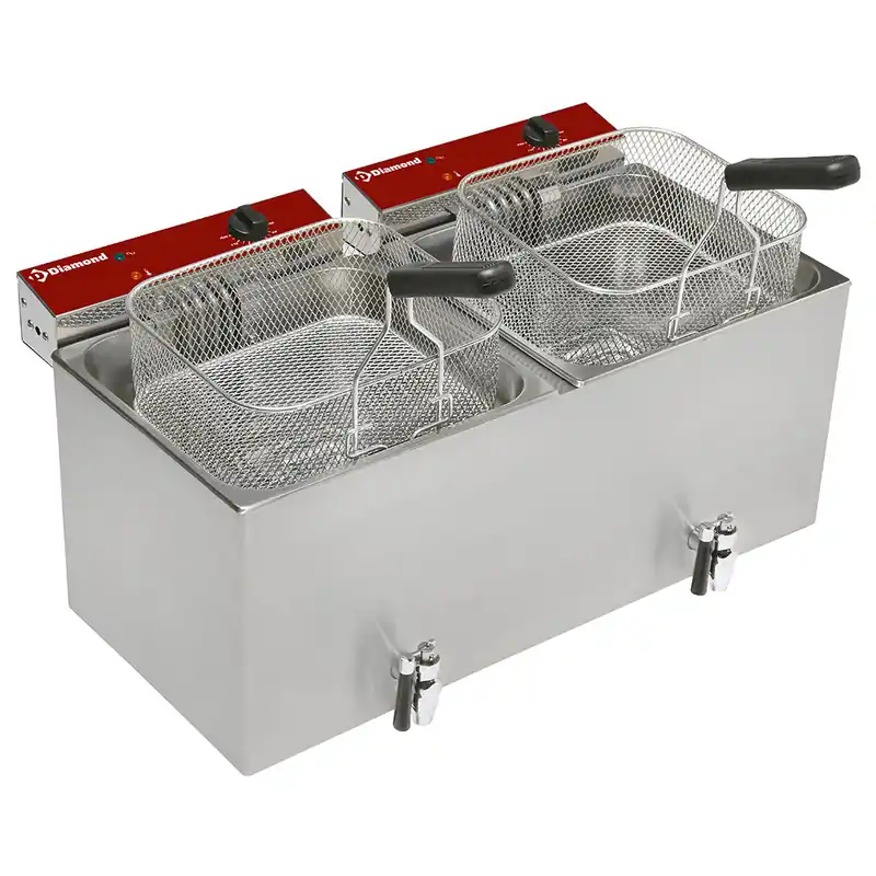 Goedkoop Elektrische friteuse tafelmodel 2x 12 liter + aftapkraan