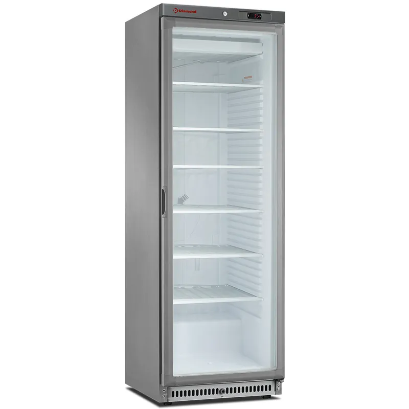 Statische diepvrieskast, glazen deur, 400 liter. R.V.S. Gecertificeerd