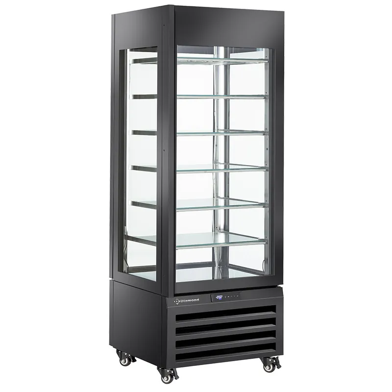 Laatste Versie FULL glazen vitrine" 440 Lt., 6 glazen niveaus, statisch - ICE CREAM - ZWART