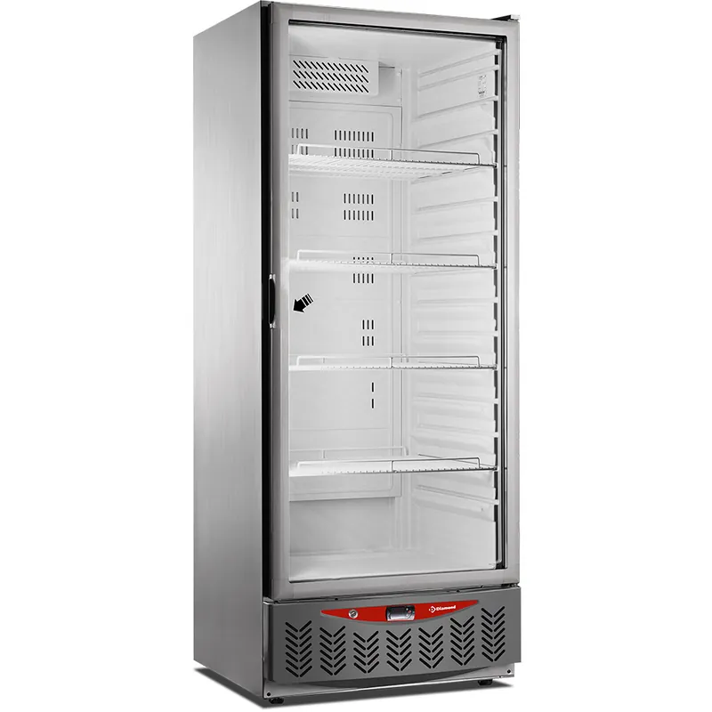 Geventileerde koelkast, 525 liter, glazen deur, GN2/1+600x400, roestvrij staal Actieprijs