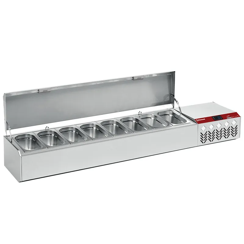 Gekoelde structuur GN 8x1/4, met deksel Gereduceerde Prijs