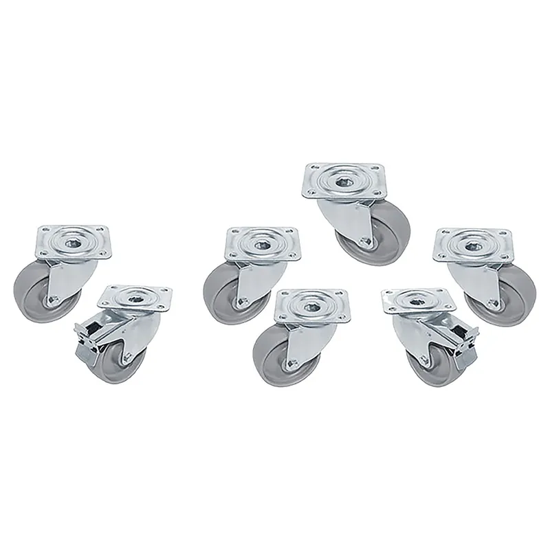 Goedkoop Kit van 7 "verzinkte" zwenkwielen voor tafels, 2 met rem