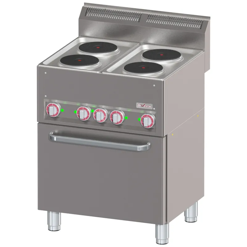 Fornuis met 4 elektrische kookplaten op conventieoven GN1/1 Voordeelprijs