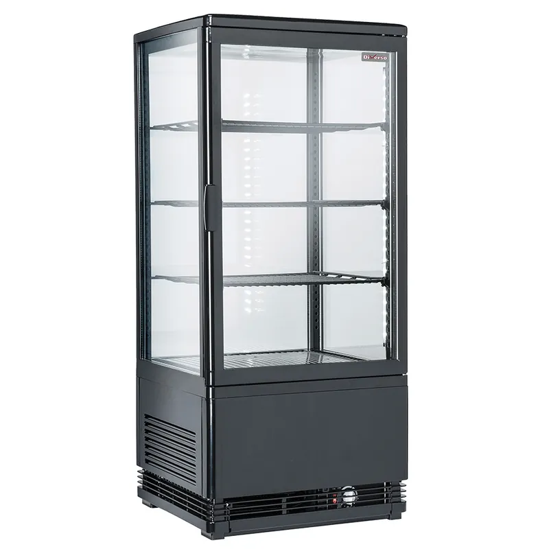 Seizoensaanbieding Vitrine tafelmodel geventileerd, 4 glazen zijden, 4 niveau, 80 litres - "Zwart"