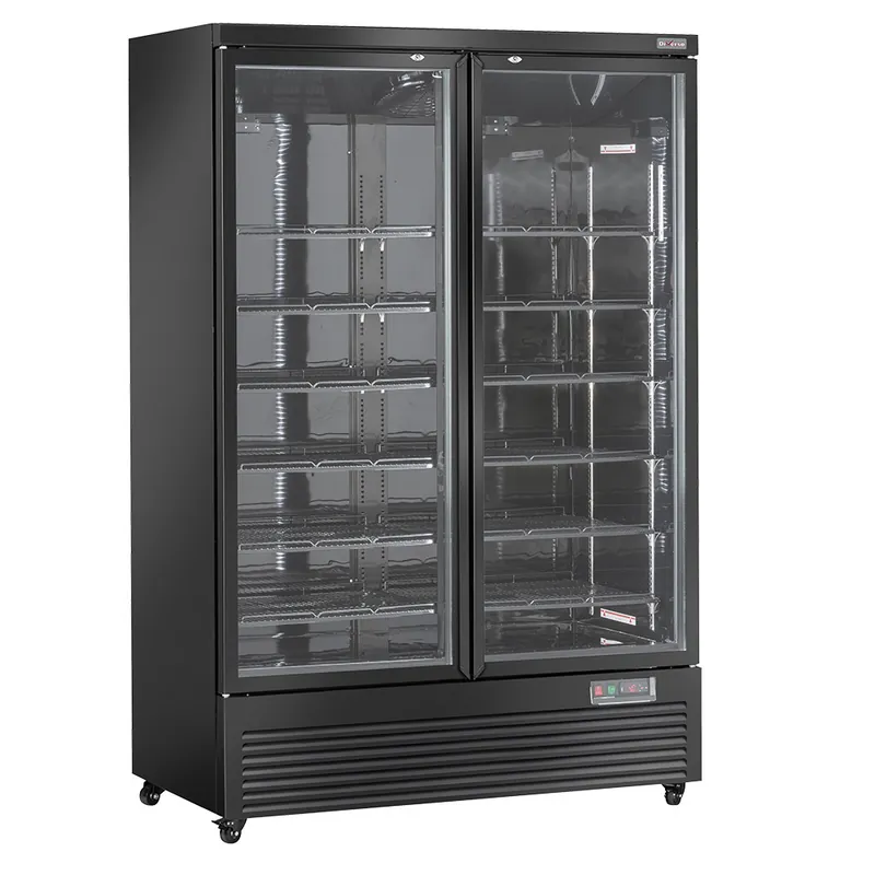 Verticale koelkastvitrine, 2 deuren, 1085 liter - ZWART Exclusieve Aanbieding