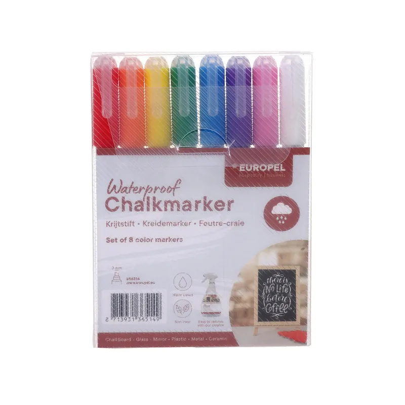 Krijtstift Europel watervast 3mm assorti etui 8 stuks Beperkt Aanbod