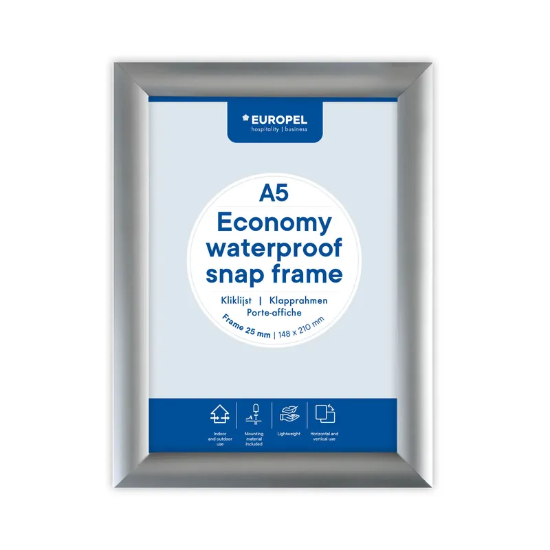 Kliklijst Europel Economy waterdicht A5 25mm zilver Direct Beschikbaar