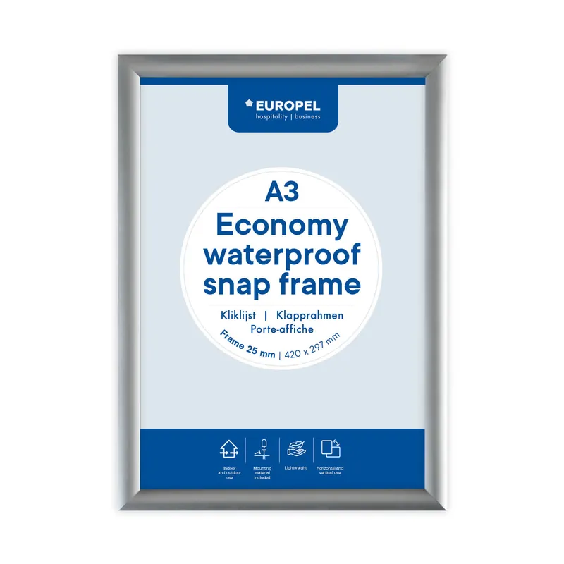 Korting Kliklijst Europel Economy waterdicht A3 25mm zilver