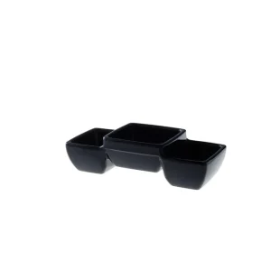 Aanbieding Schaal 3-vaks Melamine 14 x 6 cm Zwart Melamine