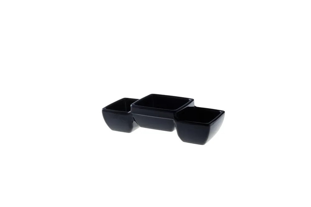 Aanbieding Schaal 3-vaks Melamine 14 x 6 cm Zwart Melamine