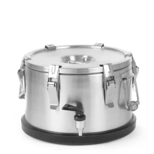 Nu Kopen Geïsoleerde draagbare container – met kraan - 10L - Zilver - Ø330x(H)220mm