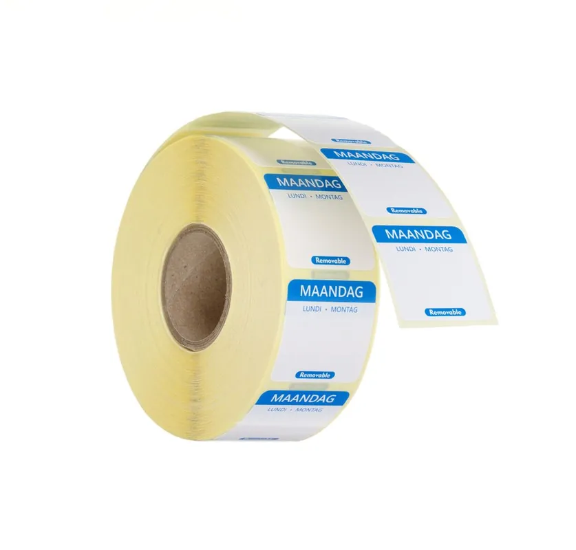 Premium Voedselveiligheidsstickers - multifunctioneel - eenvoudig verwijderbaar - Maandag - Blauw - 1000 st. - 25x25mm NL,FR,DE