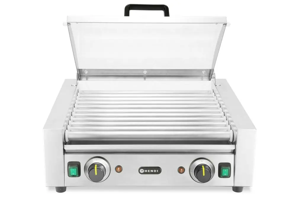 Uitverkoop Worstrolgrill – 2 zones met energiebesparend deksel - 220-240V/980W - 566x527x(H)259mm