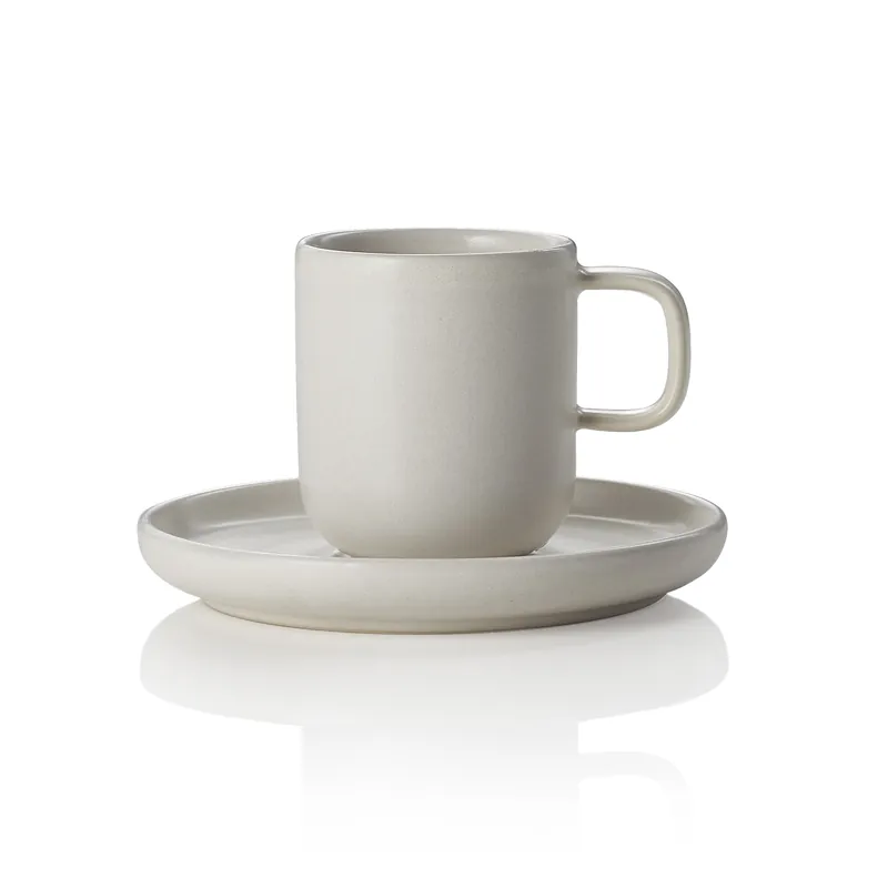 Favoriet Espresso- en ondertassenset ROCKZZERO, 90 ml, light rock, Set van 6 stuks, steenachtig aardewerk