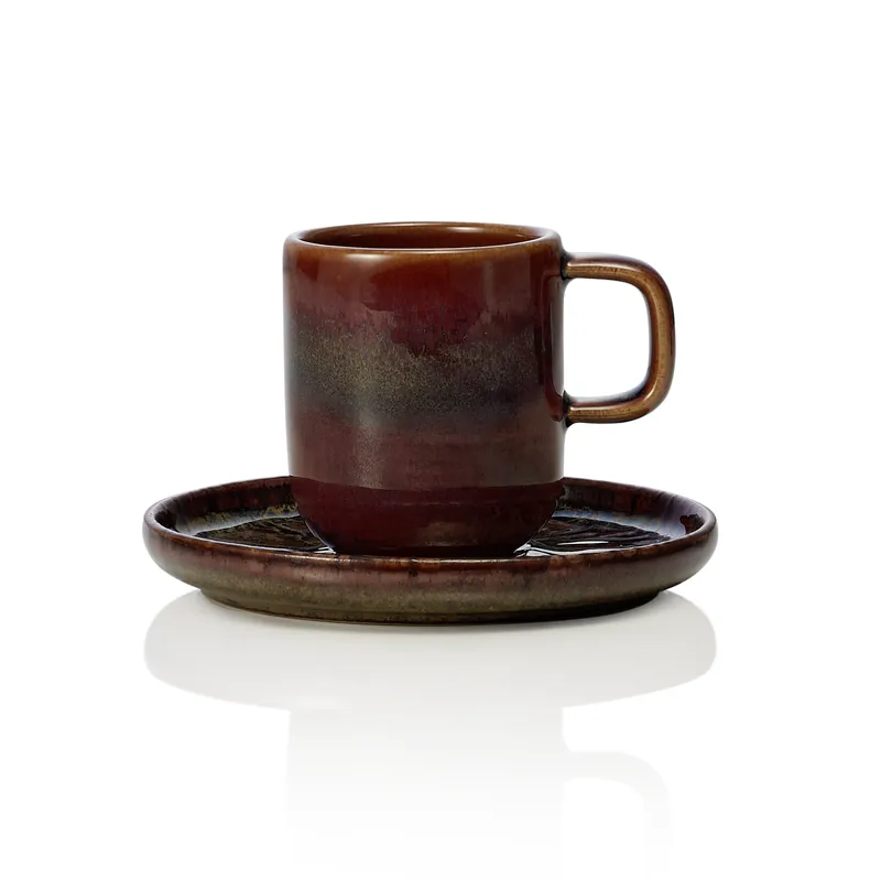 Direct Verzonden Espresso- en schotelset ROCKZZERO, 90 ml, amazonas, Set van 6 stuks, steengoed
