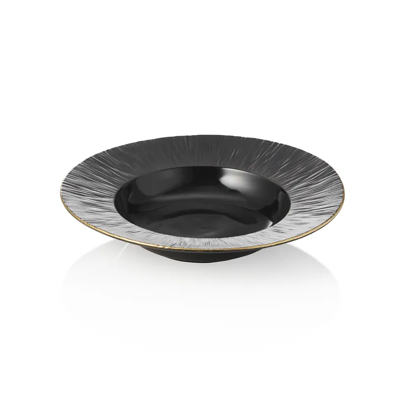 Snelle Levering Soepbordenset MAYA KURO, Ø 23,5 cm, zwart, Set van 3 stuks, porselein