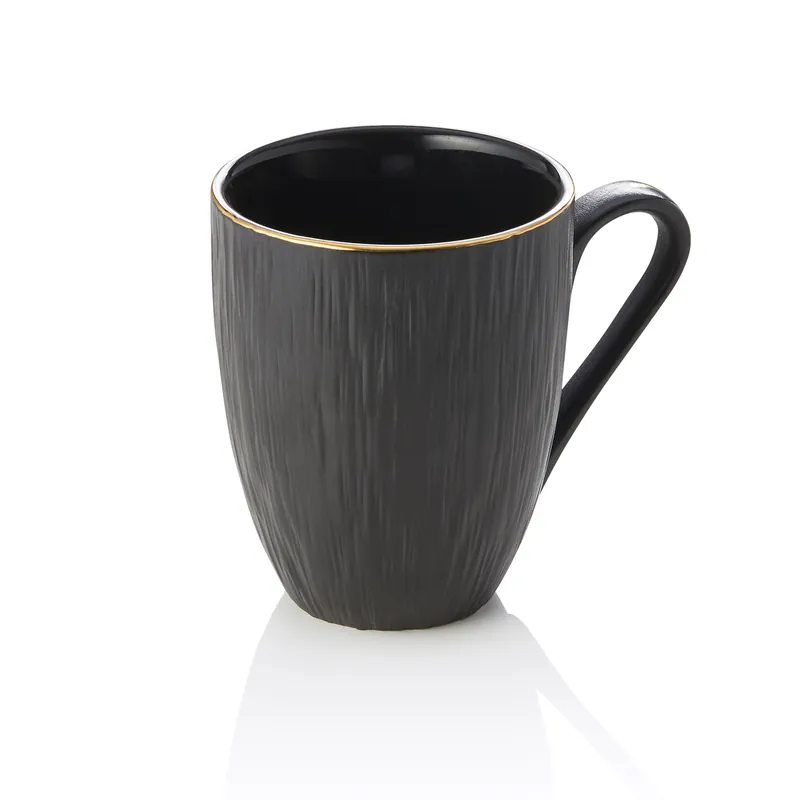 Bekerenset MAYA KURO, Ø 8,5 cm, 330 ml, zwart, Set van 4 stuks, porselein Favoriet