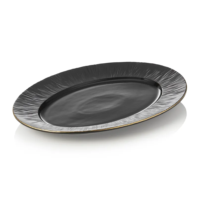 Bordenset MAYA KURO, 33 x 24,5 cm, zwart, Set van 2 stuks, porselein Direct Verzonden