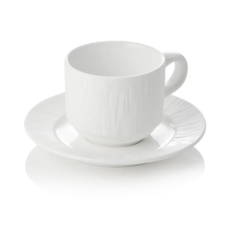 Theekop met schotel MAYA SHIRO-set, 240 ml, wit, set van 4 stuks, porselein Populair