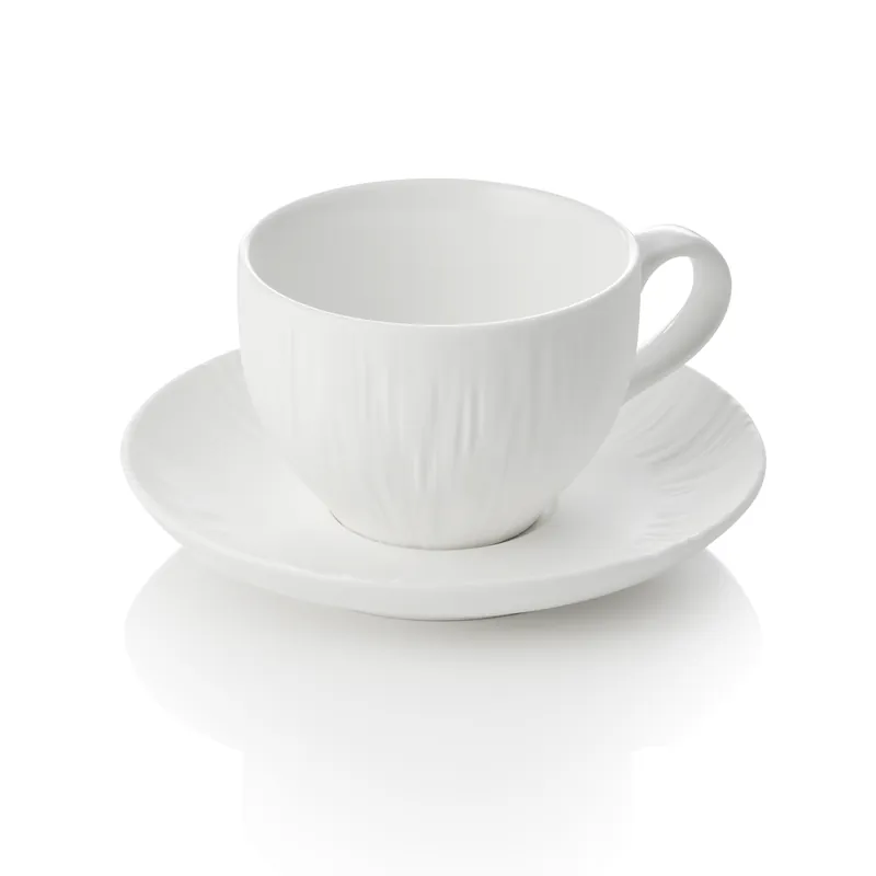 Cappuccino- en schotelset MAYA SHIRO, 200 ml, wit, set van 4 stuks, porselein Superprijs