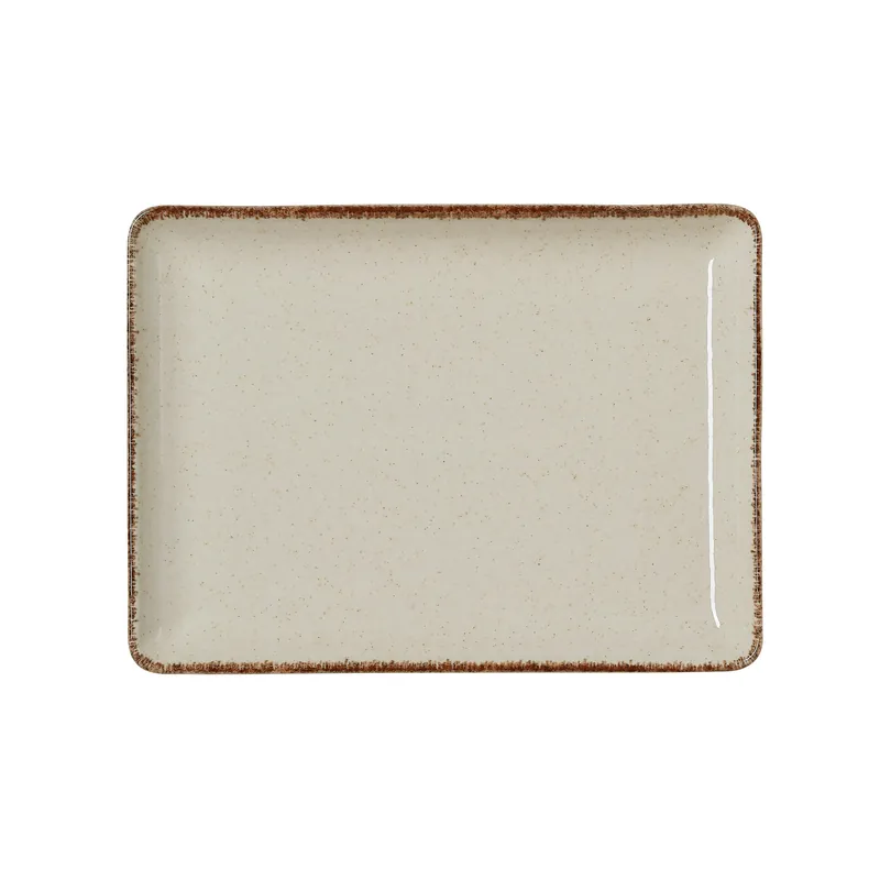 Bordenset SMILLA ZAND, plat, 23 x 17 cm, zandkleurig, Set van 6 stuks, porselein Korting