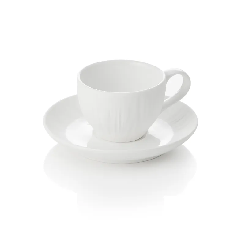 Espresso- en ondertasse-set MAYA SHIRO, 80 ml, wit, set van 4 stuks, porselein Actieprijs