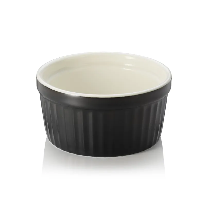 Snelle Levering Ragout Fin Set, Ø 9 cm, 130 ml, zwart, Set van 6 stuks, porselein