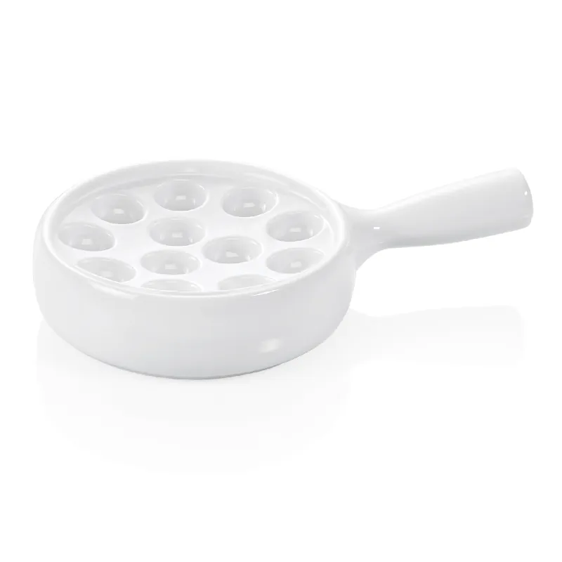 Slakkenpan met lange handgreep, voor 12 slakken, Ø 20 cm, porselein Populair