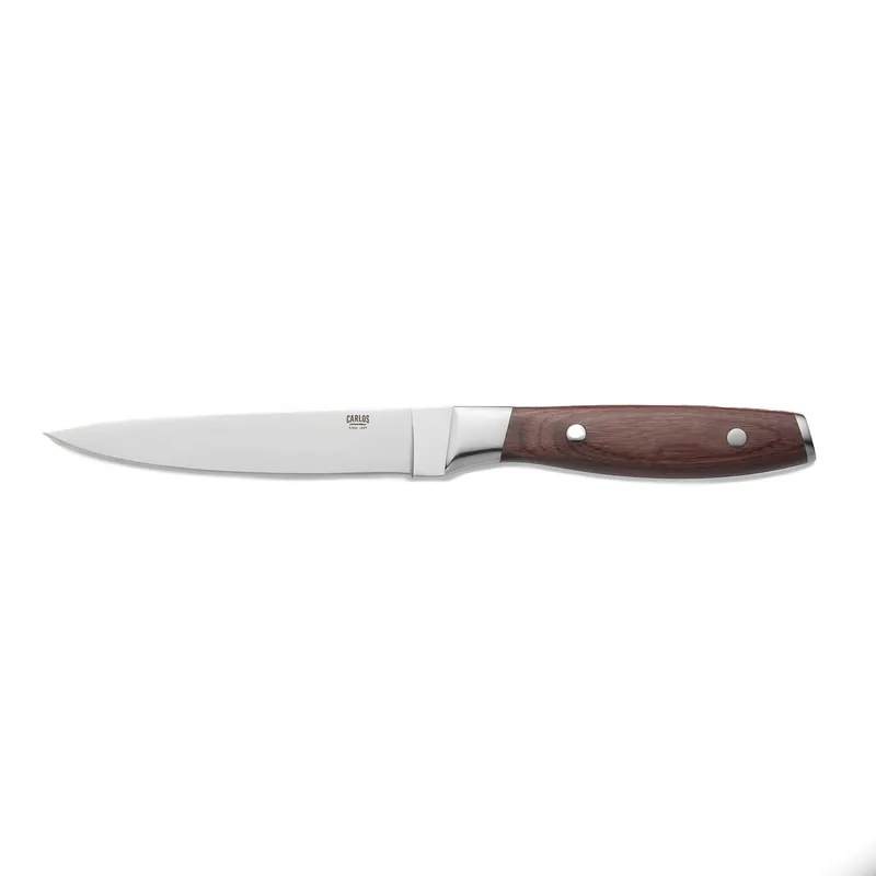 Steakmessenset CARLOS, met rode pakkahoutgreep, 25 cm, set van 6 stuks, klingenstaal 420, hout Goedkoop