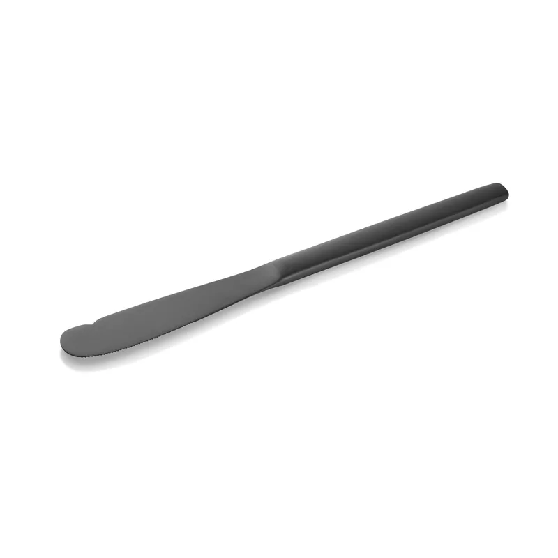 Botmes-set ALEX BLACK, met zwarte afwerking, matte PVD-bescherming, 18 cm, Set van 12 stuks, roestvrij staal 18/10 Gecertificeerd
