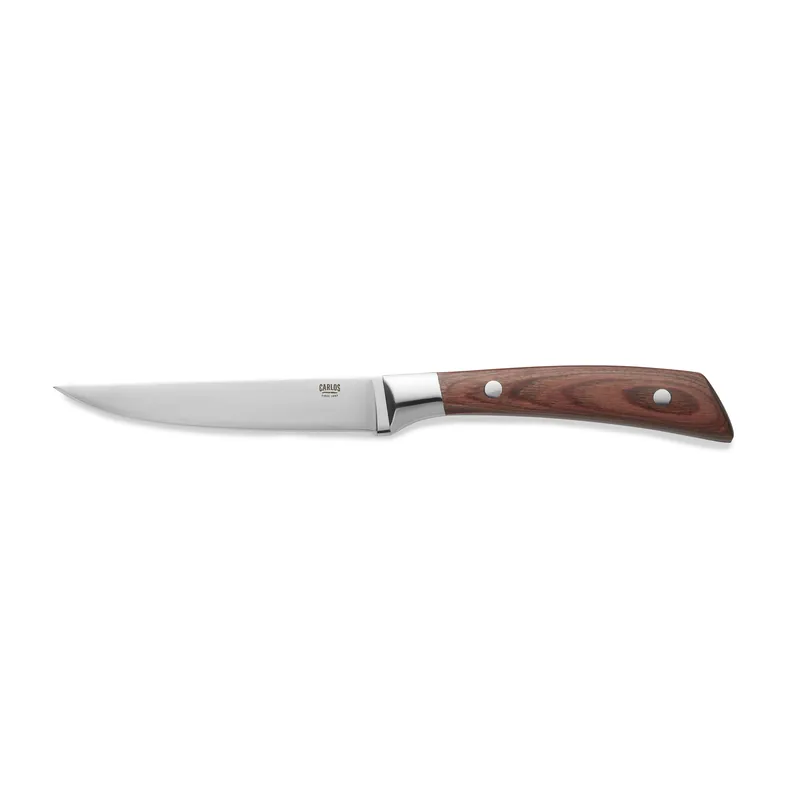 Express Levering Steakmeset CARLOS, met rode pakkahoutgreep, 24 cm, set van 6 stuks, messtaal 420, hout