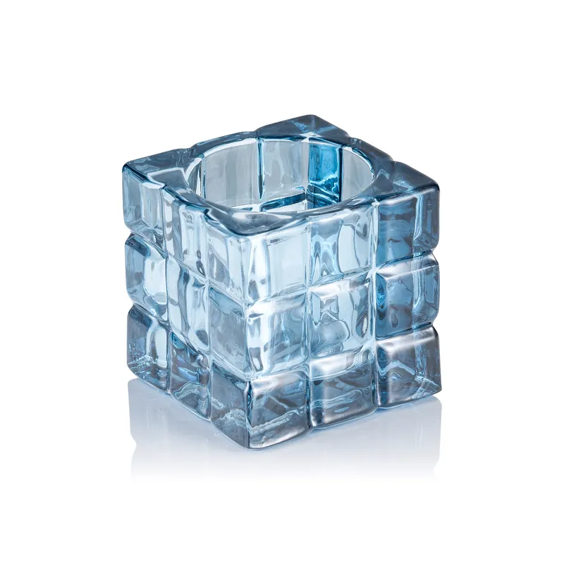 Laatste Versie Kubus staalblauw YUYU, 6,5 x 6,5 x 6,5 cm, glas