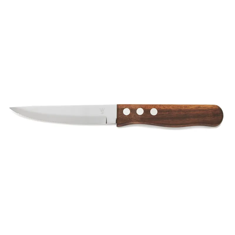 Steakmessenset, met pakkahoutgreep, 25 cm, set van 6 stuks, hout, roestvrij staal 13/0 Populair