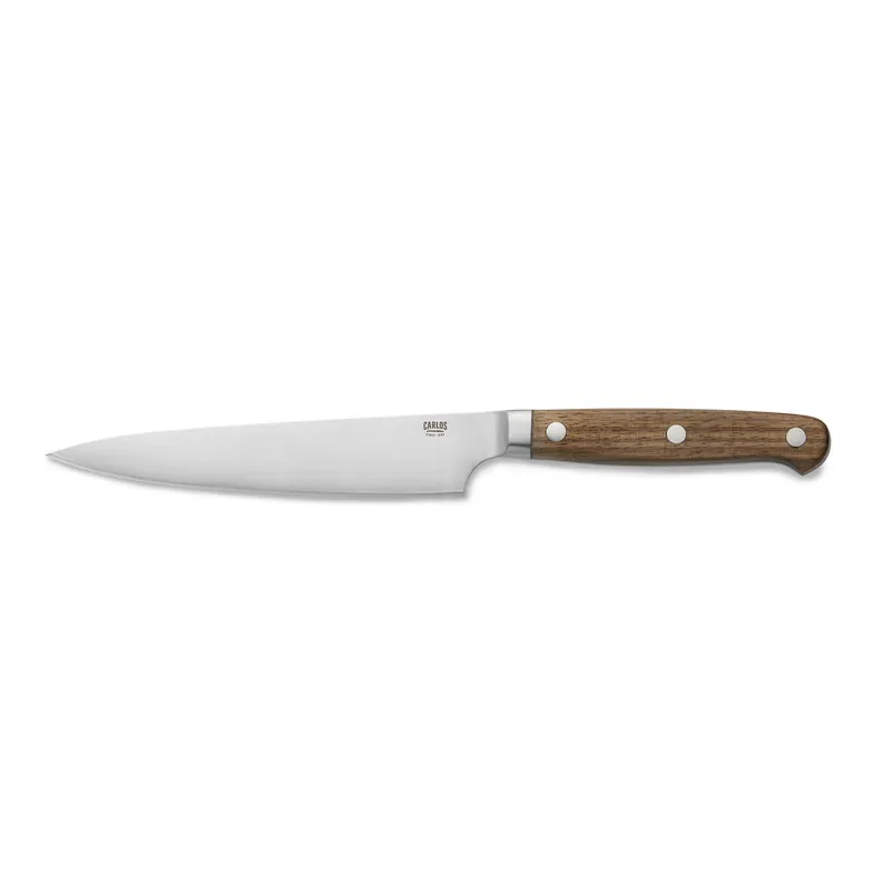 Steakmessenset CARLOS, met walnotenhouten handvat, 24 cm, set van 6 stuks, RVS 420, hout Weekendaanbieding