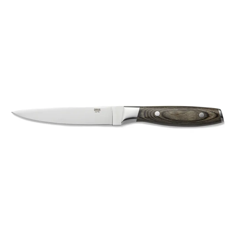 Betaalbaar Steakmessenset CARLOS, met bruine pakkahoutgreep, 25 cm, set van 6 stuks, lemmetstaal 420, hout