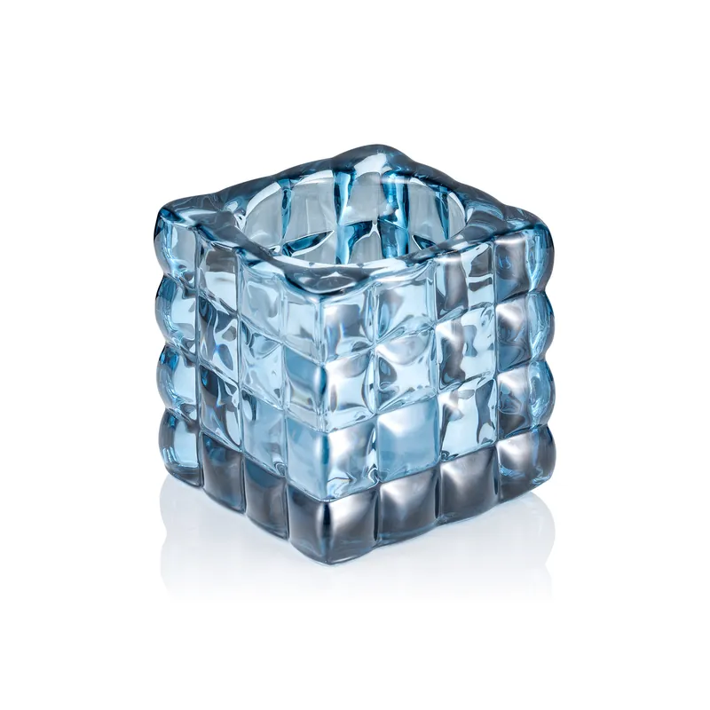 Laatste Versie Kubus staalblauw YUYU, 8 x 8 x 8 cm, glas