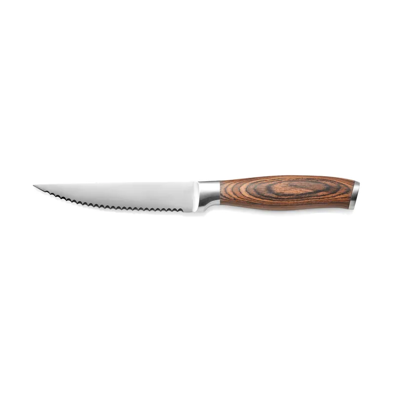 Steakmessenset, met Pakka-houten handvat, 23 cm, set van 6 stuks, hout, RVS 13/0 Meest Verkocht