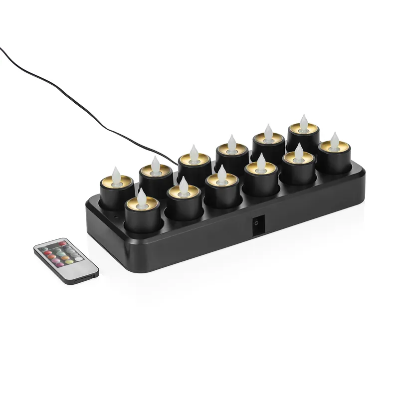 Korting LED theelichten multikleurig YUYU, 30 x 14 x 3 cm, oplaadbaar, kunststof