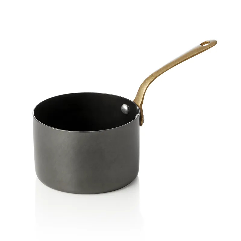 Koop Online Serveerpot STEEL & STYLE, met messinggreep, 280 ml, Ø 9 cm, zwart, messing, PVD, chroom-nikkelstaal