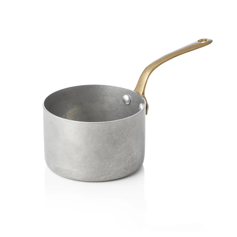 Serveerpot STEEL & STYLE, met messinggreep, 280 ml, Ø 9 cm, vintage, messing, PVD, chroom-nikkelstaal Uitverkoop