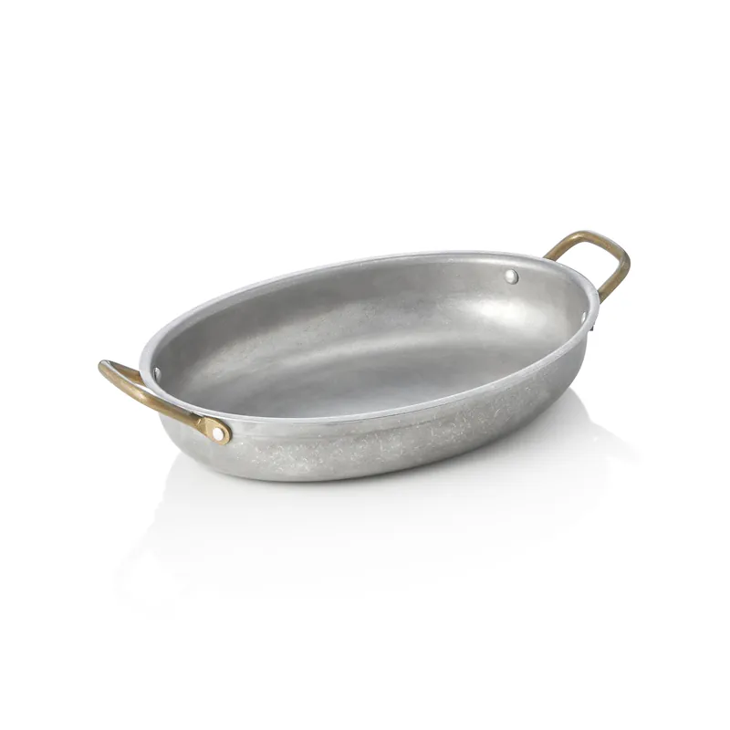 Serveerpan STEEL & STYLE VINTAGE, met 2 messinghandgrepen, 26 x 20 x 4 cm, 1 liter, chroom-nikkelstaal Direct Verzonden