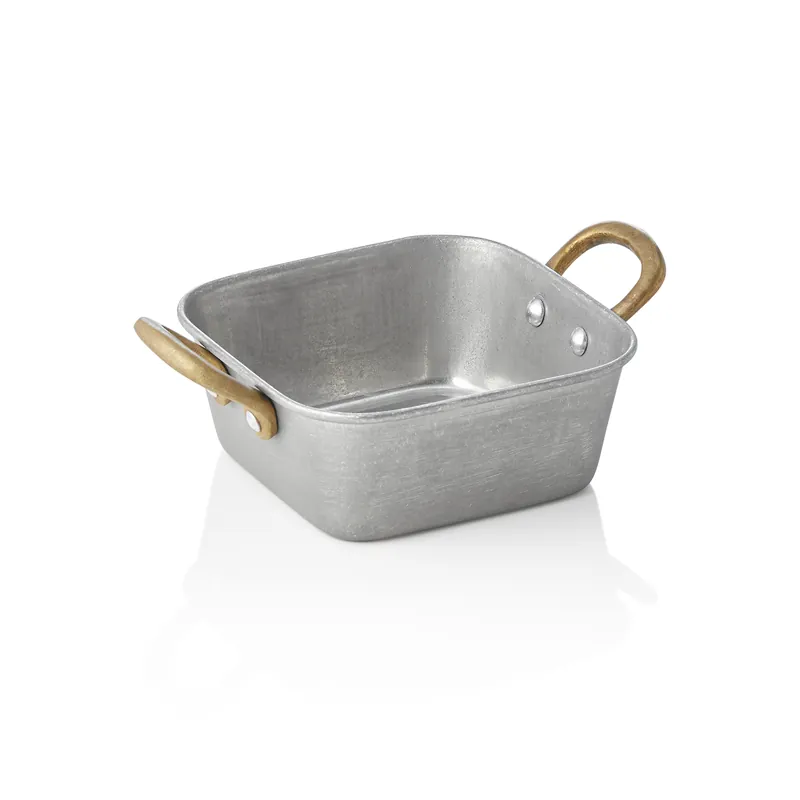Serveerpan STEEL & STYLE VINTAGE, met 2 messinggrepen, 12 x 12 x 5 cm, 420 ml, chroom-nikkelstaal Fabrieksprijs